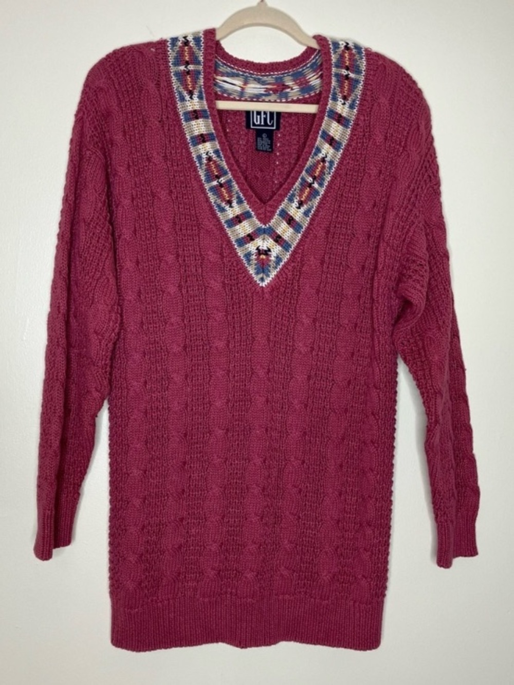 Vintage ramie and cotton rose pink oversized sweater L